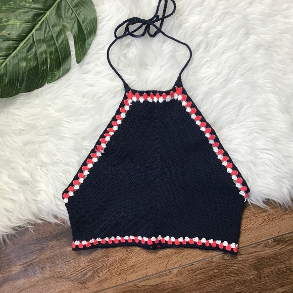 Zara Tops - Zara • Knit Crochet Halter Crop Top Festival Top